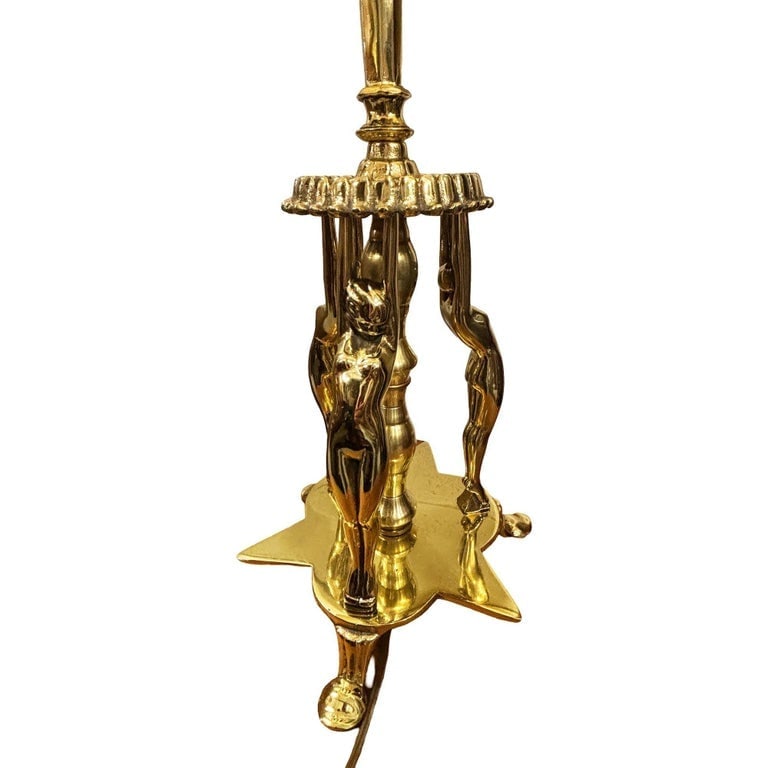 1920 Brass Figural figure Art Deco Flapper Table Lamp by Frankart w/ Shade - 8