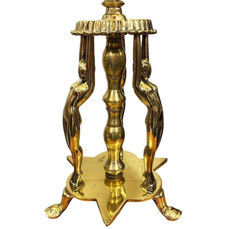 1920 Brass Figural figure Art Deco Flapper Table Lamp by Frankart w/ Shade - 9