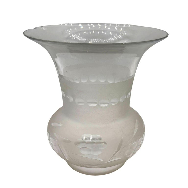 Victorian Two-Tone Frosted Wheel Cut Glass Oil Lamp Fluted Hurricane Shade - 3