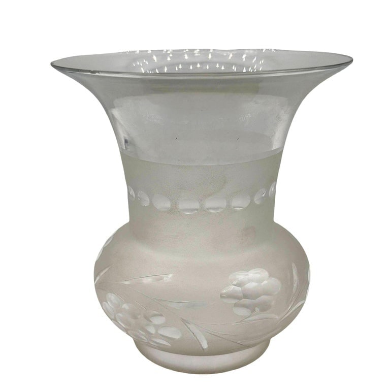 Victorian Two-Tone Frosted Wheel Cut Glass Oil Lamp Fluted Hurricane Shade - 4