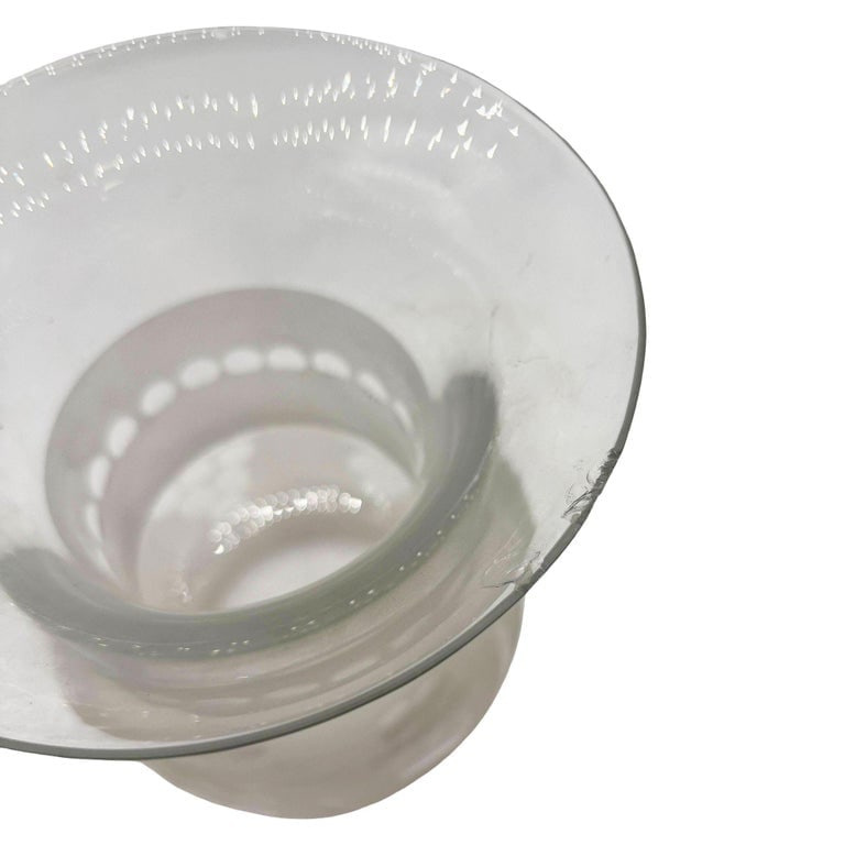 Victorian Two-Tone Frosted Wheel Cut Glass Oil Lamp Fluted Hurricane Shade - 5