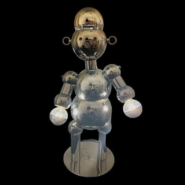 1975 Post-Modern Chrome Bubble Ball Robot Table Lamp by Torino Lamps - 11