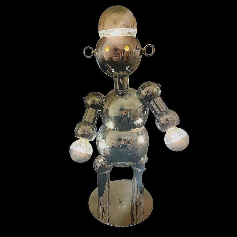 1975 Post-Modern Chrome Bubble Ball Robot Table Lamp by Torino Lamps - 12
