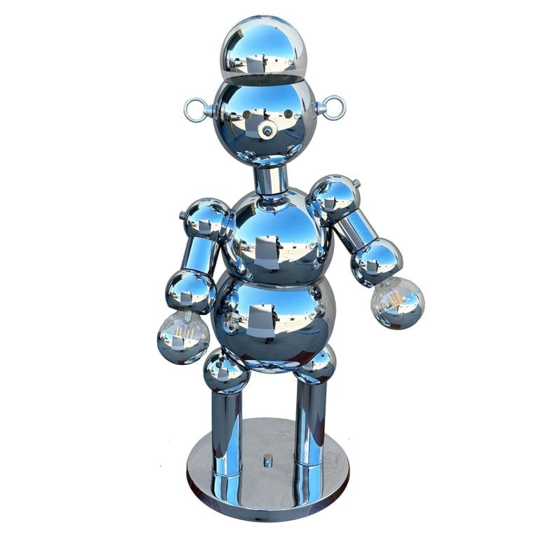 1975 Post-Modern Chrome Bubble Ball Robot Table Lamp by Torino Lamps - 2
