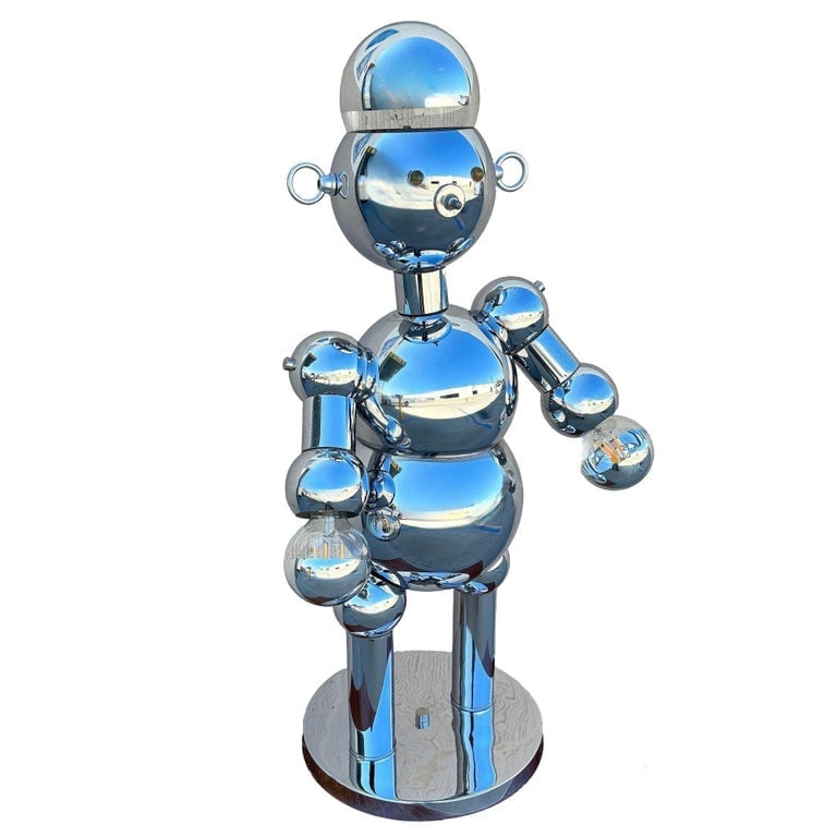 1975 Post-Modern Chrome Bubble Ball Robot Table Lamp by Torino Lamps - 3