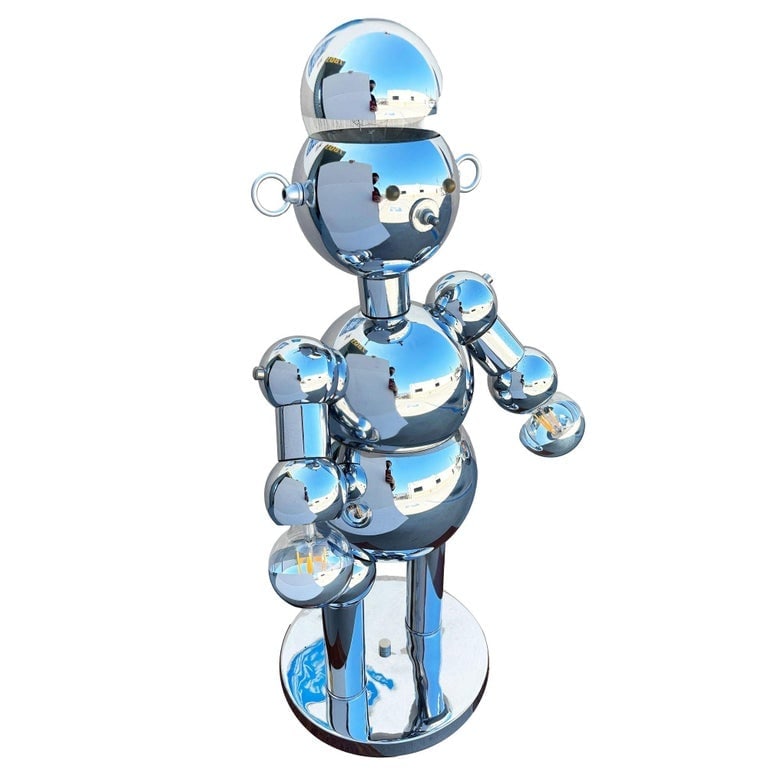 1975 Post-Modern Chrome Bubble Ball Robot Table Lamp by Torino Lamps - 4