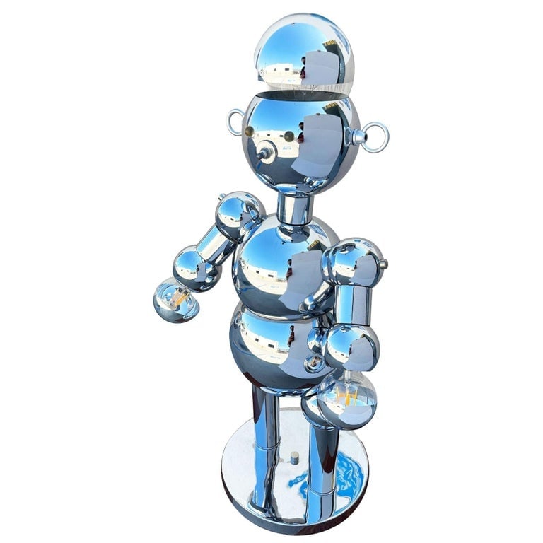 1975 Post-Modern Chrome Bubble Ball Robot Table Lamp by Torino Lamps - 5