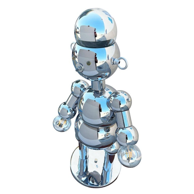1975 Post-Modern Chrome Bubble Ball Robot Table Lamp by Torino Lamps - 6