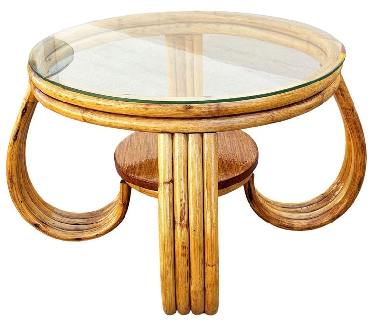 Restored Rattan Three-Strand Loop Leg Coffee Table - 2