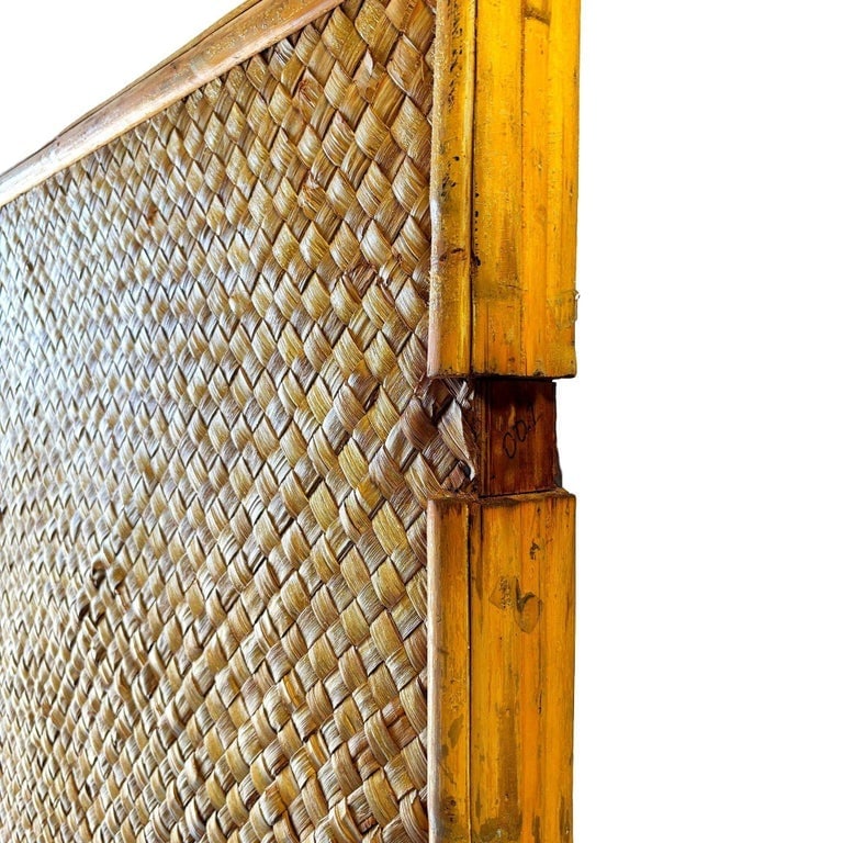 Mid-Century 9' Foot X 6' Foot Rattan and Woven Wicker Wall Divider w/ Wheels - 11