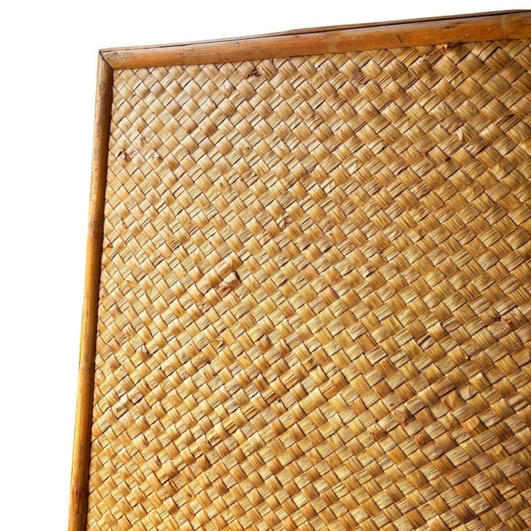 Mid-Century 9' Foot X 6' Foot Rattan and Woven Wicker Wall Divider w/ Wheels - 5