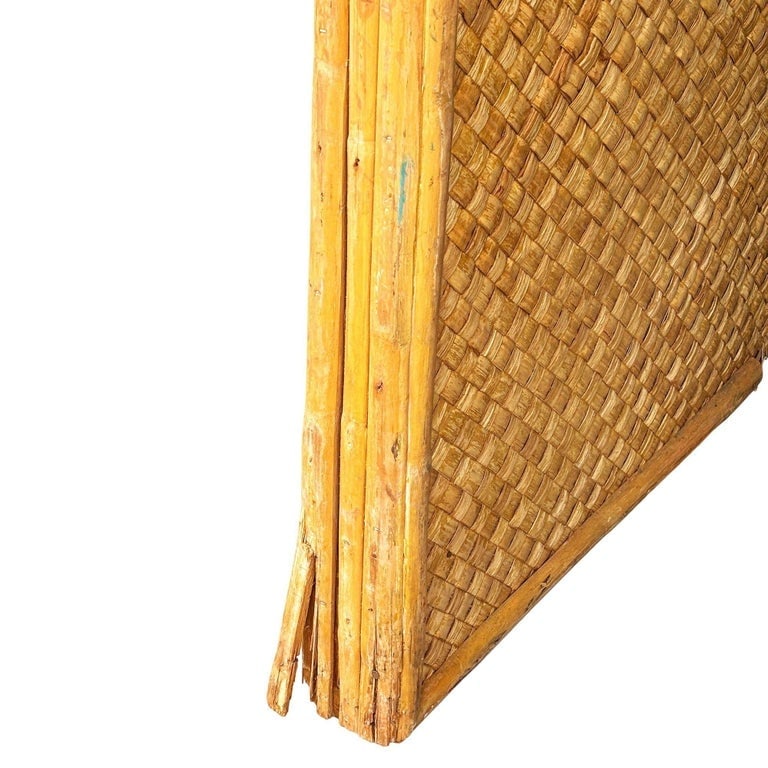 Mid-Century 9' Foot X 6' Foot Rattan and Woven Wicker Wall Divider w/ Wheels - 6