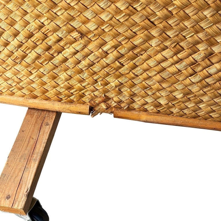 Mid-Century 9' Foot X 6' Foot Rattan and Woven Wicker Wall Divider w/ Wheels - 8