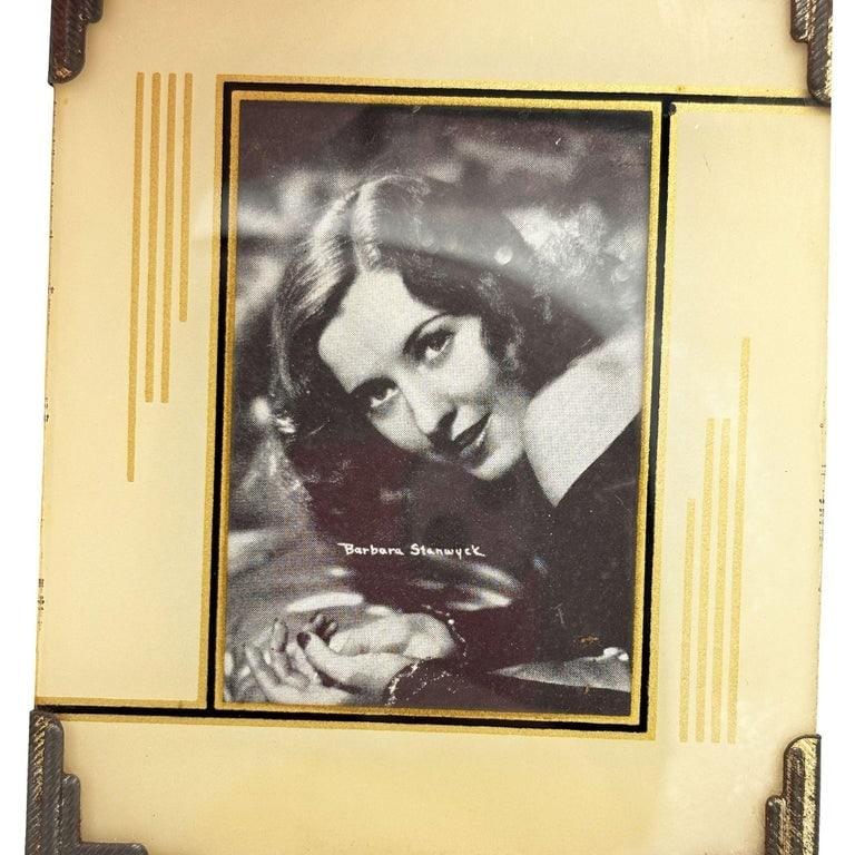1920s Art Deco Reverse Painted Glass Picture Frame 4x6 - 2