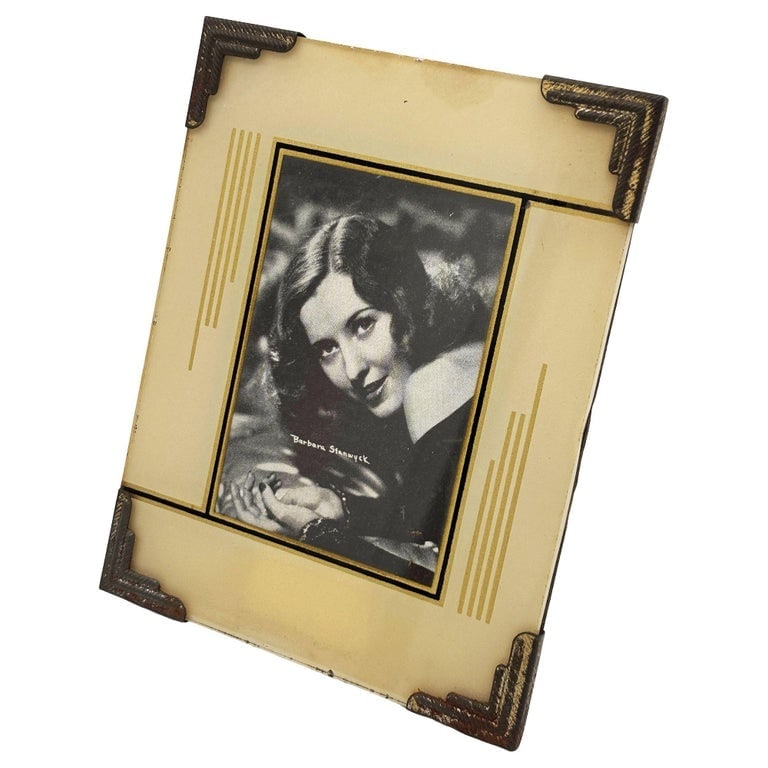 1920s Art Deco Reverse Painted Glass Picture Frame 4x6 - 3