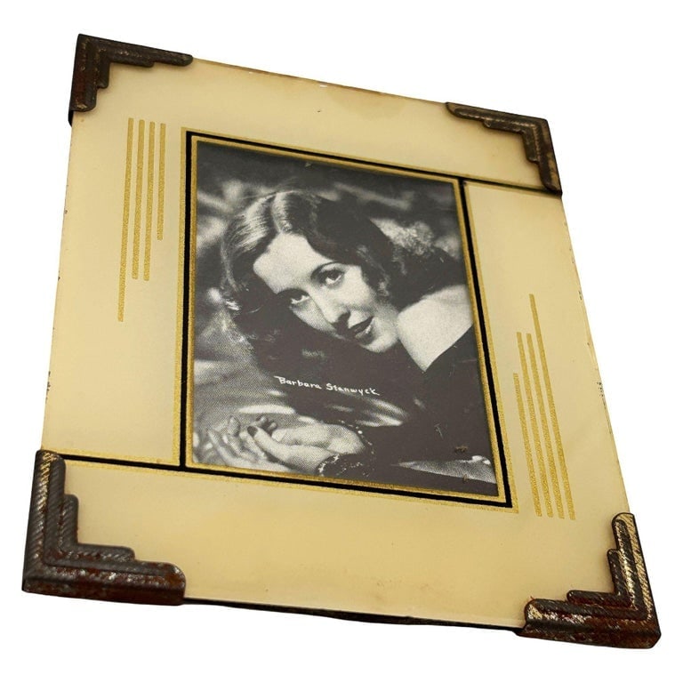 1920s Art Deco Reverse Painted Glass Picture Frame 4x6 - 4