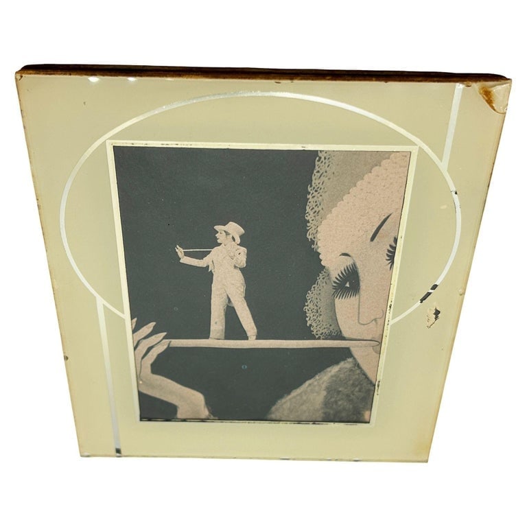Art Deco Reverse Yellow and Silver Painted Glass Picture Frame 4.5x6 Picture Frame - 2