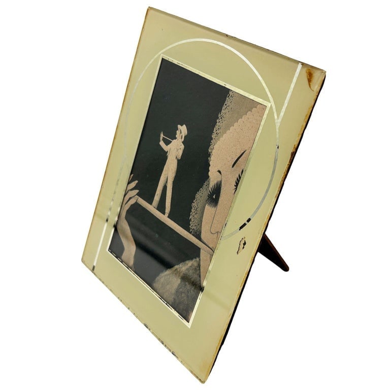 Art Deco Reverse Yellow and Silver Painted Glass Picture Frame 4.5x6 Picture Frame - 3