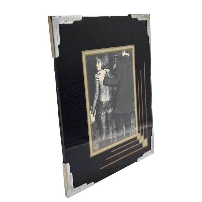 1920s Art Deco Reverse Black and Gold Painted Glass Picture Frame 5x6 - 2