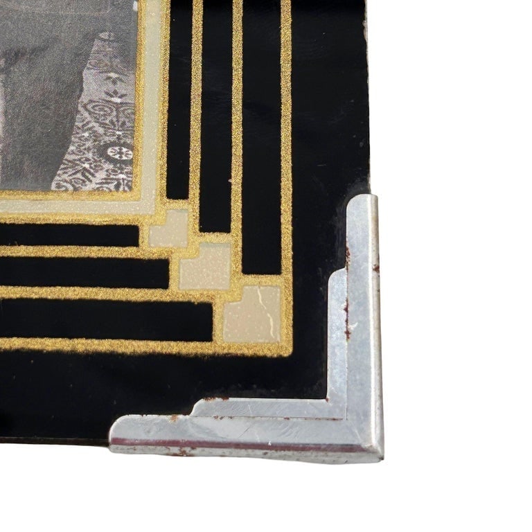 1920s Art Deco Reverse Black and Gold Painted Glass Picture Frame 5x6 - 3