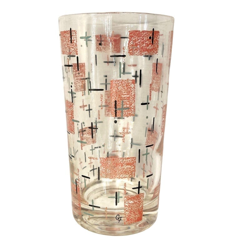 Mid-Century Googie Print Atomic and Starbursts Midmod Cocktail Glass, Set of 10 - 4