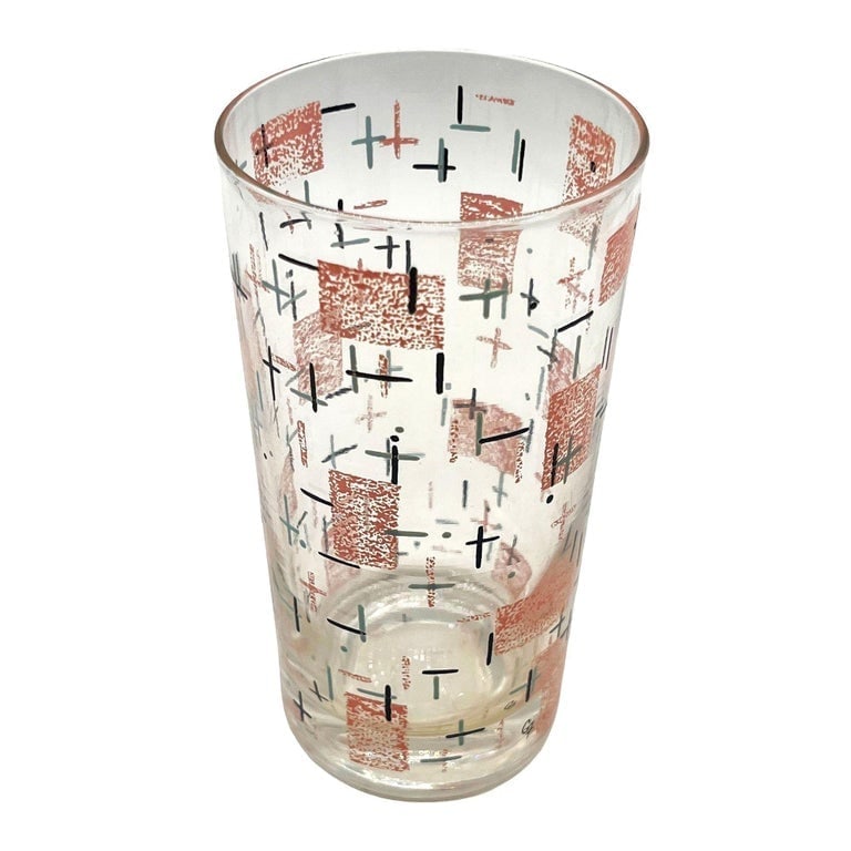 Mid-Century Googie Print Atomic and Starbursts Midmod Cocktail Glass, Set of 10 - 6