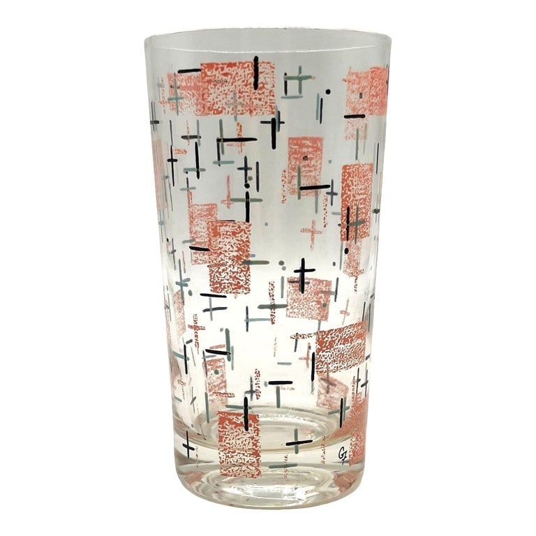 Mid-Century Googie Print Atomic and Starbursts Midmod Cocktail Glass, Set of 10 - 7
