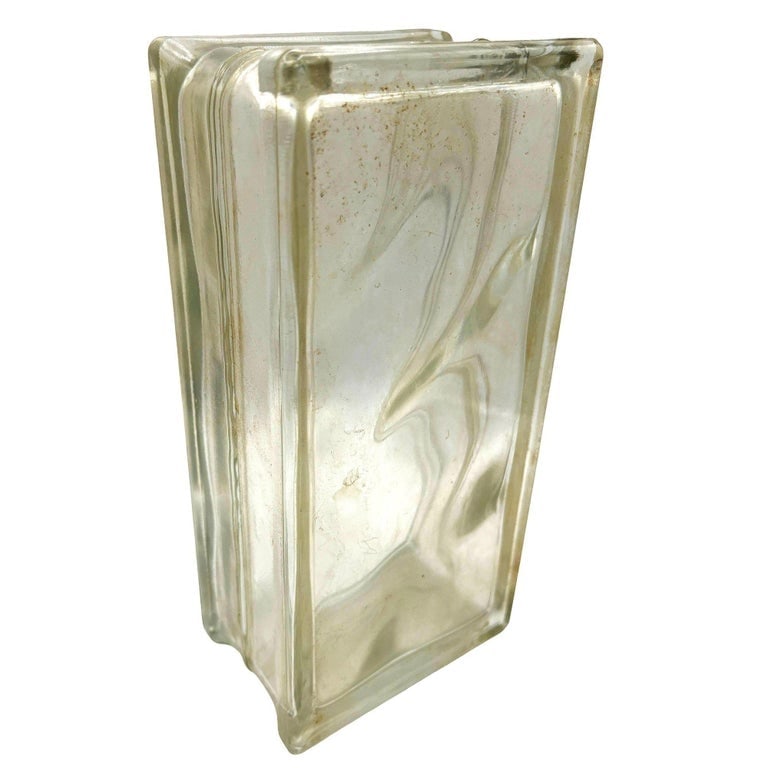 1970 Brutalist Postmodern Tallboy Glass Block Table Vase, West Germany - 3