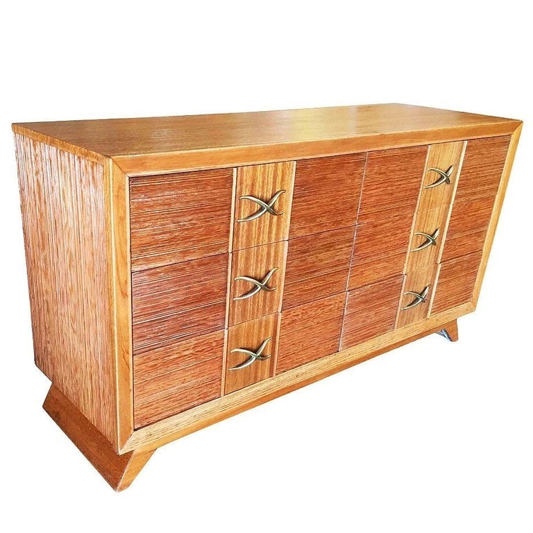 Restored Mid-century Paul Frankl Combed Wood Chest of Drawers for Brown Saltman (1 of 8)