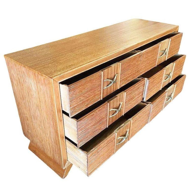 Restored Mid-century Paul Frankl Combed Wood Chest of Drawers for Brown Saltman - 4