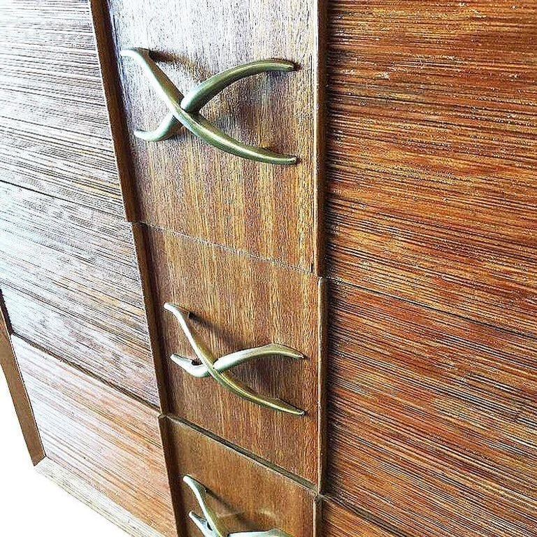 Restored Mid-century Paul Frankl Combed Wood Chest of Drawers for Brown Saltman - 7