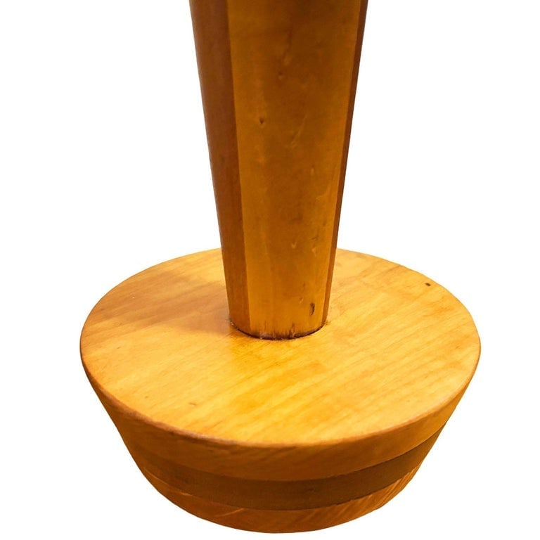 Yasha Heifetz Style Geometric Mid-century Oak Table Lamps w Whipple Stitch Shade - 8