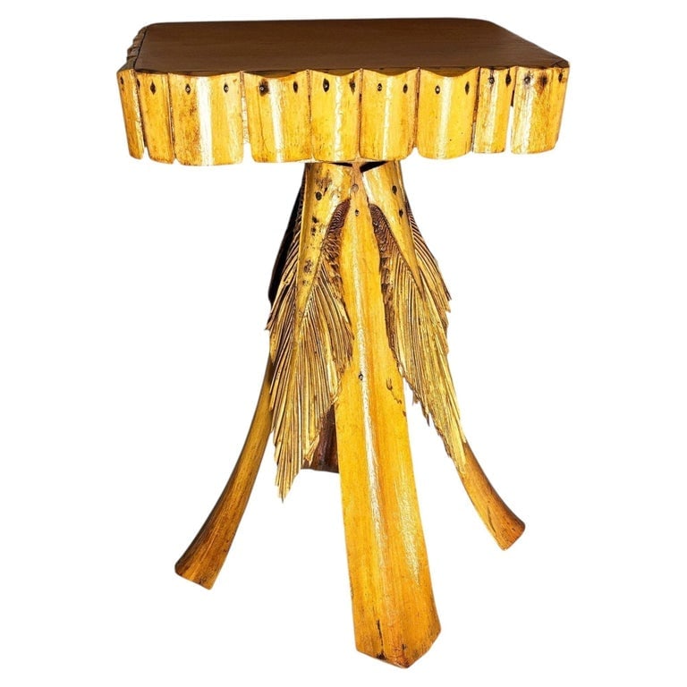 Restored MCM Hawaiian Split Bamboo Side Drinks Table w/ Koa Wood Top (1 of 9)