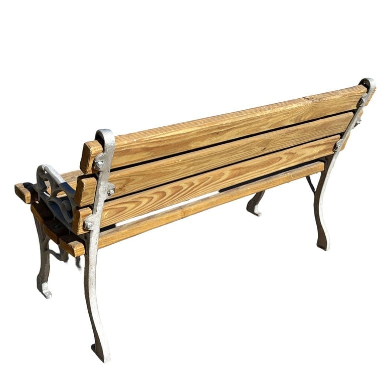 Restored Victorian Cast Iron and Wooden Lath Garden Bench w/ Vine Leaf Detail - 5