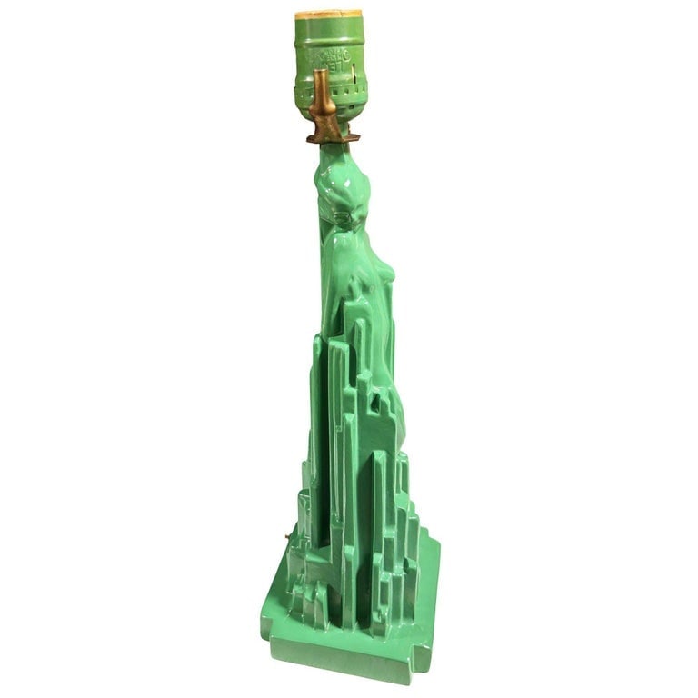Re-editon Art Deco Frankart "Spirit of Modernism" L215 Spelter Metal Table Lamp - 3