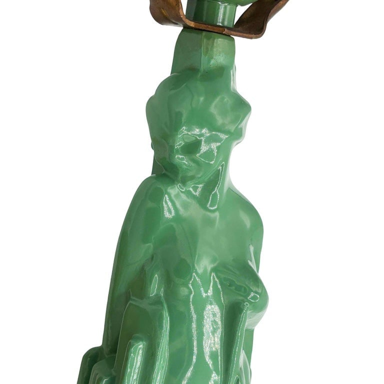 Re-editon Art Deco Frankart "Spirit of Modernism" L215 Spelter Metal Table Lamp - 7