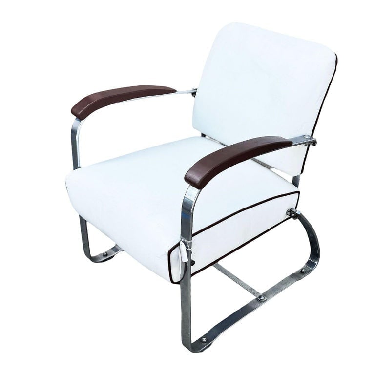 Streamline Art Deco Chrome Tubular Speed Lounge Club Chair, Lloyd Manufacturing - 3