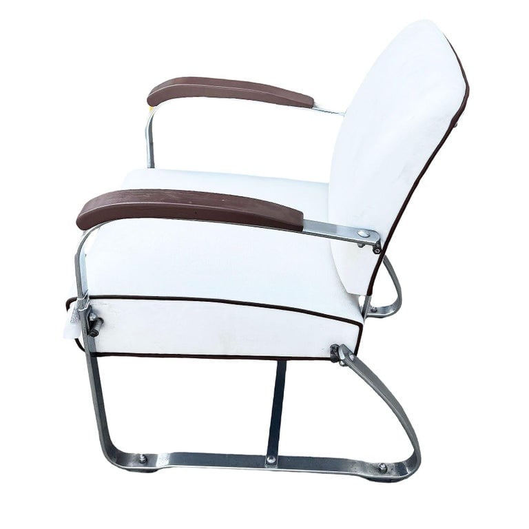 Streamline Art Deco Chrome Tubular Speed Lounge Club Chair, Lloyd Manufacturing - 4