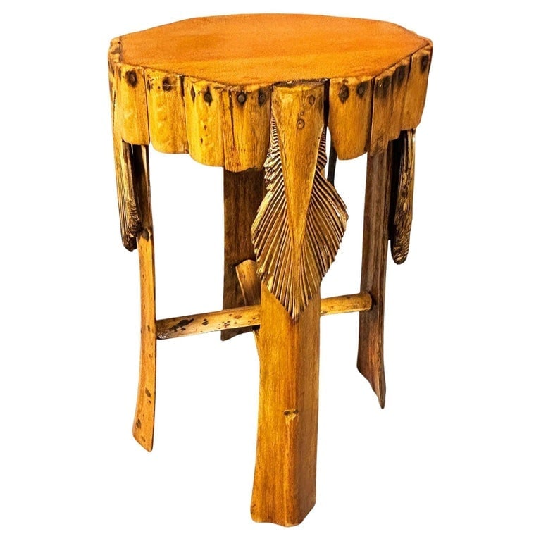 Restored Mid-century Hawaiian Split Bamboo Side Drinks Table w/ Koa Wood Top (1 of 9)