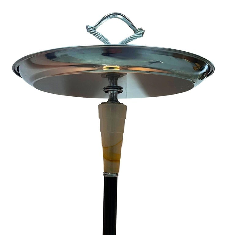 Chrome Streamline Art Deco Drink Side Glass Top Table w/ Light Up Base - 5
