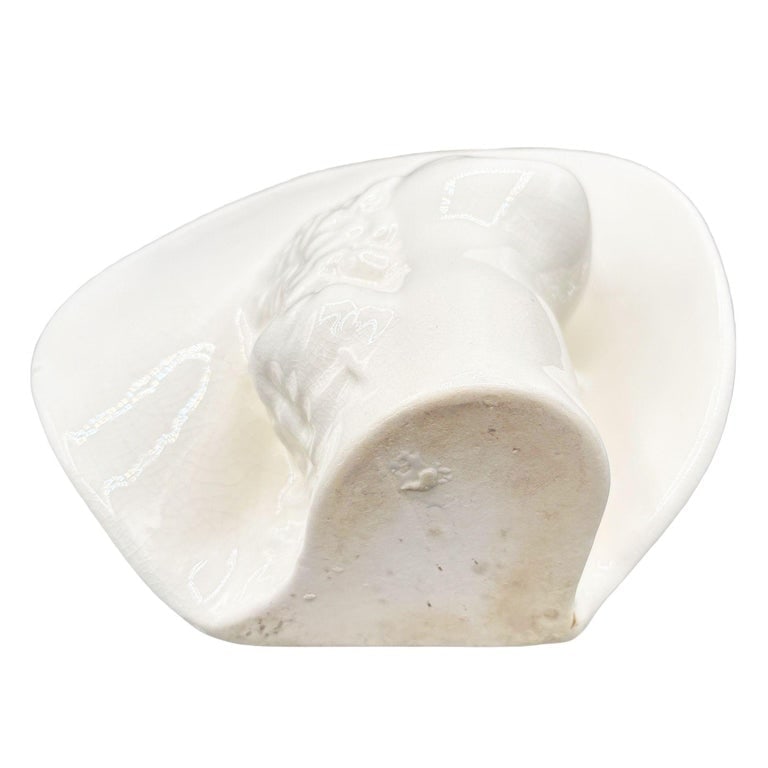 Large Art Deco Hat Lady Bust White Ceramic Planter by Royal Haeger - 7