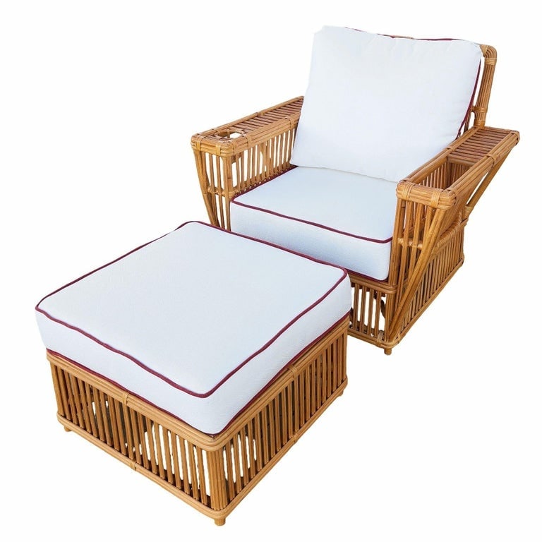 Deco Style "Presidents" Stick Reed Rattan Nantucket Sofa/Lounge Living Room Set - 10
