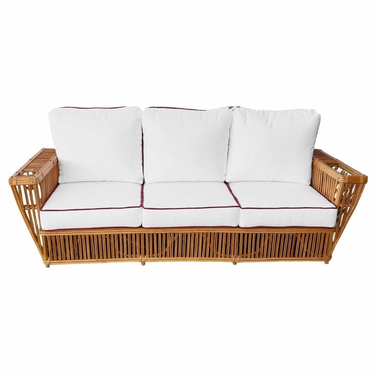 Deco Style "Presidents" Stick Reed Rattan Nantucket Sofa/Lounge Living Room Set - 3