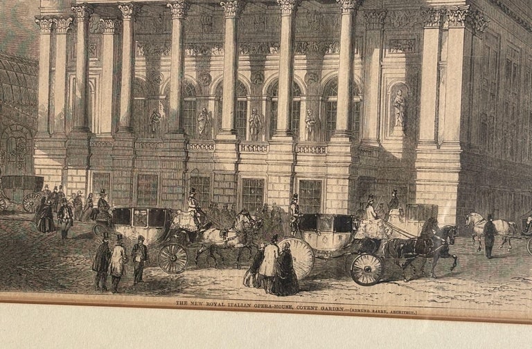 1858 "Royal Italian Opera House" Woodcut Print by William Henry Prior, Framed - 2
