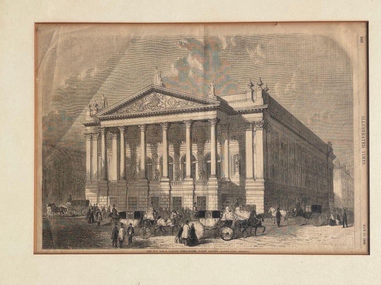 1858 "Royal Italian Opera House" Woodcut Print by William Henry Prior, Framed - 3