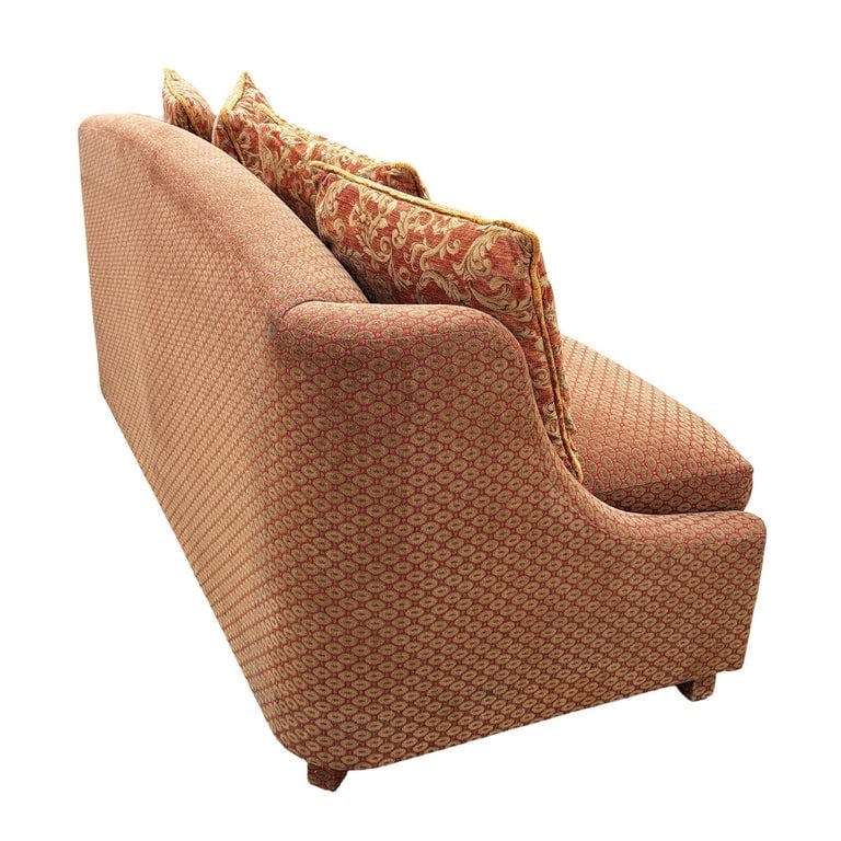 Modern Banquette Italian w/ Burgundy Olive Diamond Print Upholstery - 5
