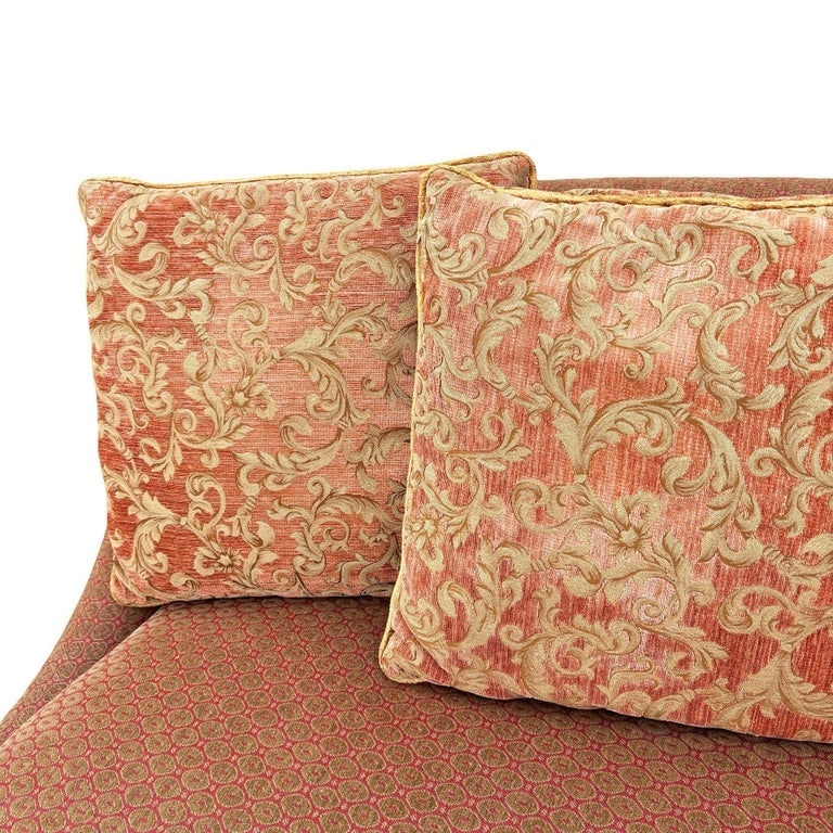 Modern Banquette Italian w/ Burgundy Olive Diamond Print Upholstery - 7