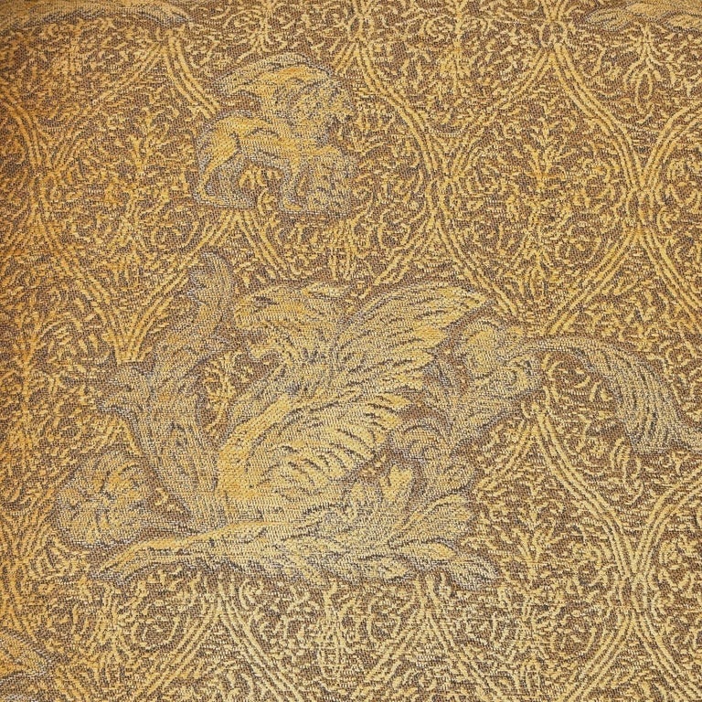 1990 Post Modern Saddle Bag Armchair Lounge w/ Yellow Foliage Pattern Upholstery - 4