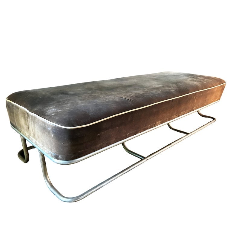 Art Deco "Steamer" Chromed Steel and Velvet Lounge/Daybed by Kem Weber for Lloyd - 3
