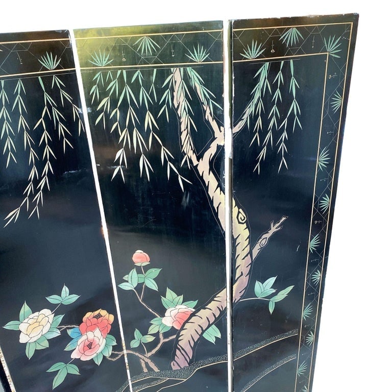 MCM Chinese Export Hand Gilded 6-Panel Geese Coromandel Screen Room Divider - 19